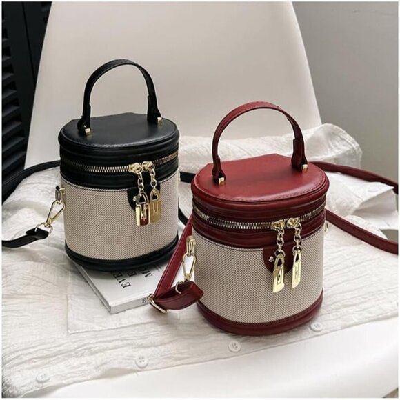 Retro Canvas Bucket Bag Crossbody Zipper Shoulder Handbag for Women - Picture 8 of 8